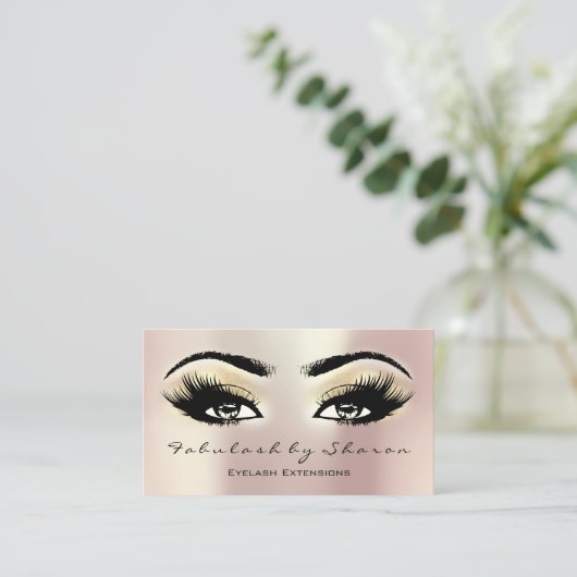 Carte De Visite Maquillage Artiste Eyebrow Lash Extension Or Champ (Debout devant)