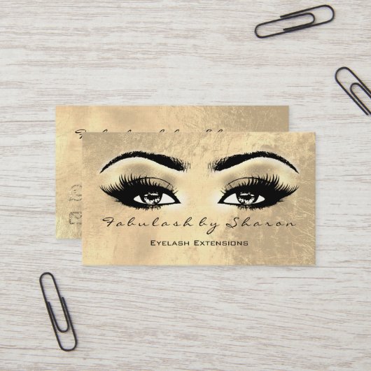 Carte De Visite Maquillage Artiste Eyebrow Lashes Extension Leathe (Devant/Arrière en situation)