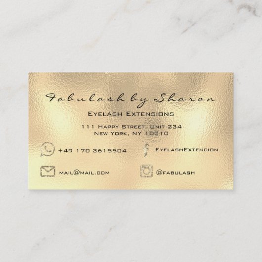 Carte De Visite Maquillage Artiste Eyebrow Lashes Or Parties scint (Dos)