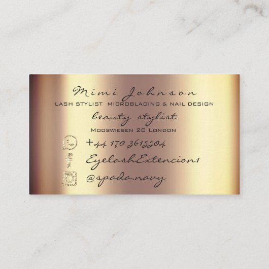 Carte De Visite Maquillage Artiste Eyebrows Lashes Or Esthétique (Dos)