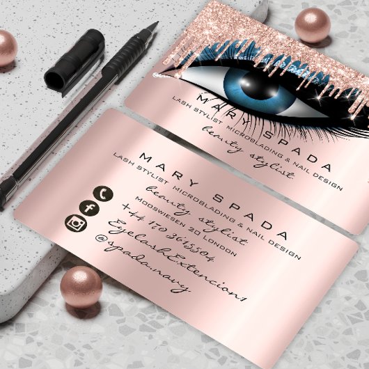 Carte De Visite Maquillage Artiste Eyebrows Lashes Pink Parties sc