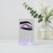 Carte De Visite Maquillage Artiste Eyelash Brosses Holographe viol (Debout devant)