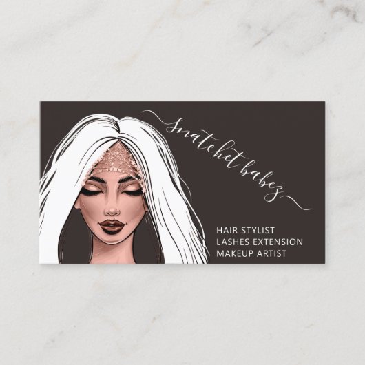 Carte De Visite Maquillage Artiste Eyelash Hair Brows QR Code noir (Devant)