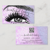 Carte De Visite Maquillage Artiste Eyelash Hair Brows QR Code rose (Devant / Derrière)