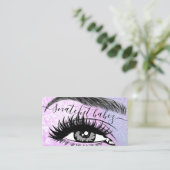Carte De Visite Maquillage Artiste Eyelash Hair Brows QR Code rose (Debout devant)