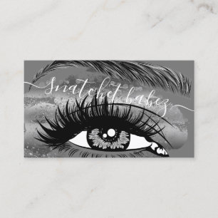 Carte De Visite Maquillage Artiste Eyelash Hair Brows QR Logo Grey