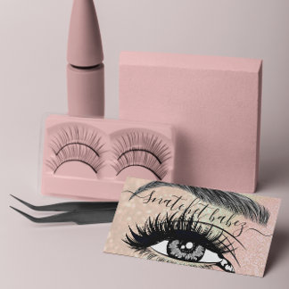 Carte De Visite Maquillage Artiste Eyelash Hair Brows QR Logo Rose