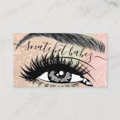 Carte De Visite Maquillage Artiste Eyelash Hair Brows QR Logo Rose (Devant)