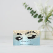 Carte De Visite Maquillage Artiste Eyelashes Bleu QRCODE Logo Bros (Debout devant)