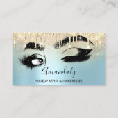 Carte De Visite Maquillage Artiste Eyelashes Bleu QRCODE Logo Bros (Devant)