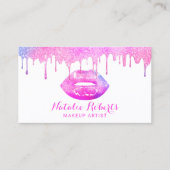 Carte De Visite Maquillage Artiste Girly Pastel Drips Rose Lips Sa (Devant)