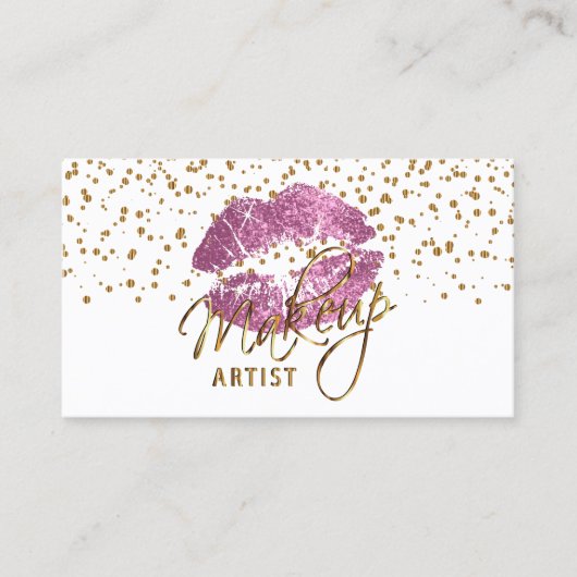 Carte De Visite Maquillage Artiste Gold Confetti Dots & So Rose Li (Devant)
