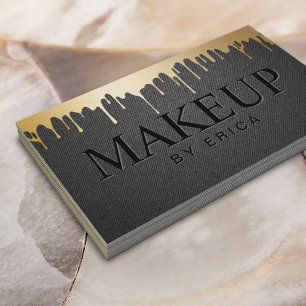 Carte De Visite Maquillage Artiste Gold Drives Élégant Salon Noir