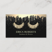 Carte De Visite Maquillage Artiste Gold Eyelash Salon Déchets tend (Devant)