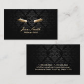 Carte De Visite Maquillage Artiste Gold Lashes Élégant Damask (Devant / Derrière)