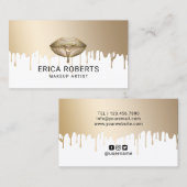 Carte De Visite Maquillage Artiste Gold Lips Conduite moderne (Devant / Derrière)