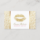 Carte De Visite Maquillage Artiste Gold Lips Empreinte de léopard (Devant)