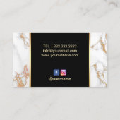 Carte De Visite Maquillage Artiste Gold Lips Salon Marbre de luxe (Dos)