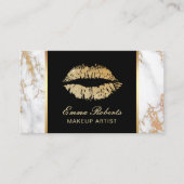 Carte De Visite Maquillage Artiste Gold Lips Salon Marbre de luxe (Devant)