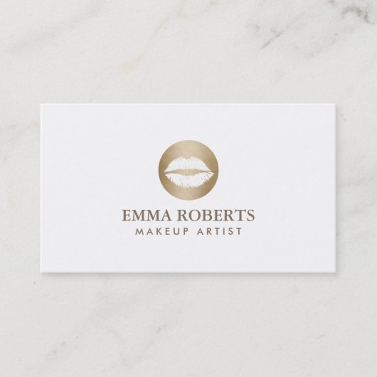 Carte De Visite Maquillage Artiste Gold Moderne Baiser Logo Simple (Devant)