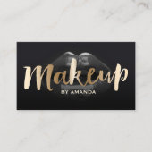 Carte De Visite Maquillage Artiste Gold Script Moderne Lèvres fonc (Devant)