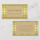 Carte De Visite Maquillage Artiste Golden Fleur-de-lis Monogramme (Devant / Derrière)