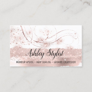 Carte De Visite Maquillage Artiste Hair Salon Extension Lash Rose 