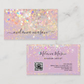 Carte De Visite Maquillage Artiste Holographique Parties scintilla (Devant / Derrière)