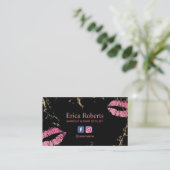 Carte De Visite Maquillage Artiste Hot Rose Lips tendance Black & (Debout devant)