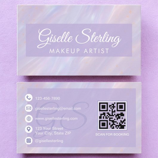 Carte De Visite Maquillage Artiste Iridescente Pastel Opal Hologra