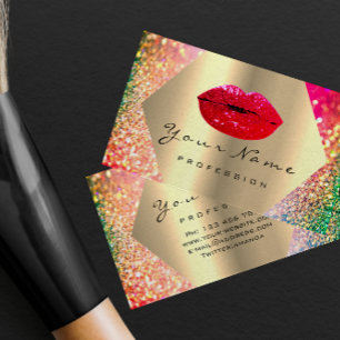 Carte De Visite Maquillage Artiste Kiss LIPS rouge LUX Holographe