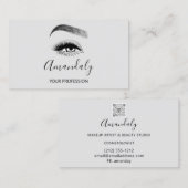 Carte De Visite Maquillage Artiste Lash Friseur Logo QR CODE Grey (Devant / Derrière)