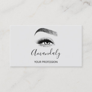 Carte De Visite Maquillage Artiste Lash Friseur Logo QR CODE Grey