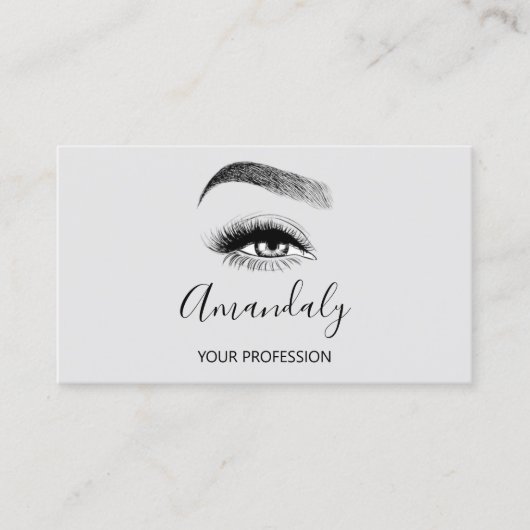 Carte De Visite Maquillage Artiste Lash Friseur Logo QR CODE Grey (Devant)
