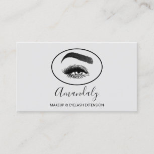 Carte De Visite Maquillage Artiste Lash Friseur Logo QR CODE gris 