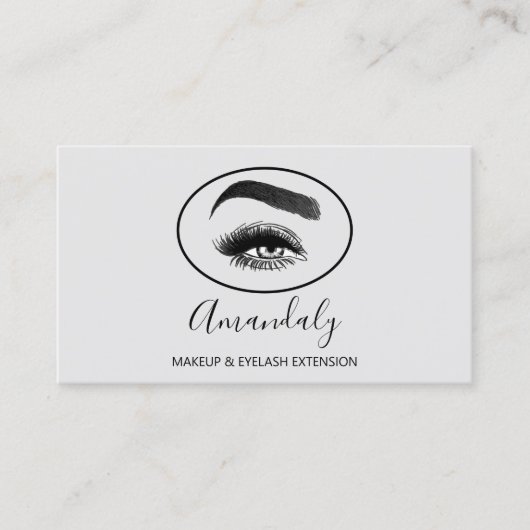 Carte De Visite Maquillage Artiste Lash Friseur Logo QR CODE gris  (Devant)