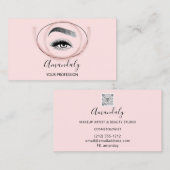Carte De Visite Maquillage Artiste Lash Friseur Logo QR CODE Rose  (Devant / Derrière)