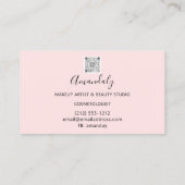 Carte De Visite Maquillage Artiste Lash Friseur Logo QR CODE Rose  (Dos)