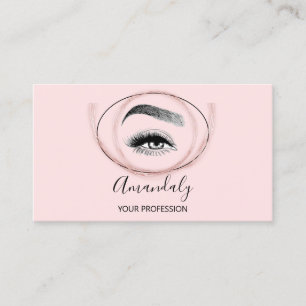Carte De Visite Maquillage Artiste Lash Friseur Logo QR CODE Rose 