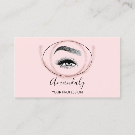 Carte De Visite Maquillage Artiste Lash Friseur Logo QR CODE Rose  (Devant)