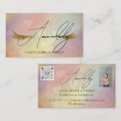 Carte De Visite Maquillage Artiste Lash QR LOGO Microblade Gold Ro (Devant / Derrière)