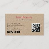 Carte De Visite Maquillage Artiste Lashes Brows Black White Qr Cod (Dos)