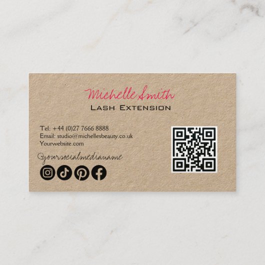 Carte De Visite Maquillage Artiste Lashes Brows Black White Qr Cod (Dos)