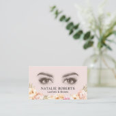 Carte De Visite Maquillage Artiste Lashes & Brows Salon Floral Vin (Debout devant)