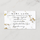 Carte De Visite Maquillage Artiste Lashes Marbre blanc Gold Studio (Dos)