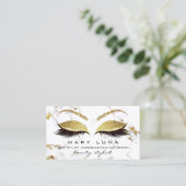 Carte De Visite Maquillage Artiste Lashes Marbre blanc Gold Studio (Debout devant)