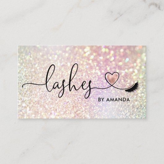 Carte De Visite Maquillage Artiste Lashes Parties scintillant rose (Devant)