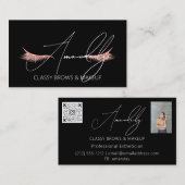 Carte De Visite Maquillage Artiste Lashes QRLOGO Microblade Rose N (Devant / Derrière)