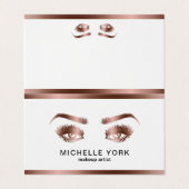 Carte De Visite Maquillage Artiste Lashes Rose Gold Eyes Brows (Extérieur déplié)
