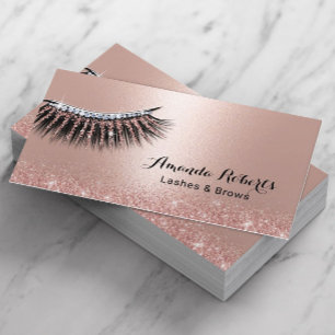 Carte De Visite Maquillage Artiste Lashes Rose Parties scintillant